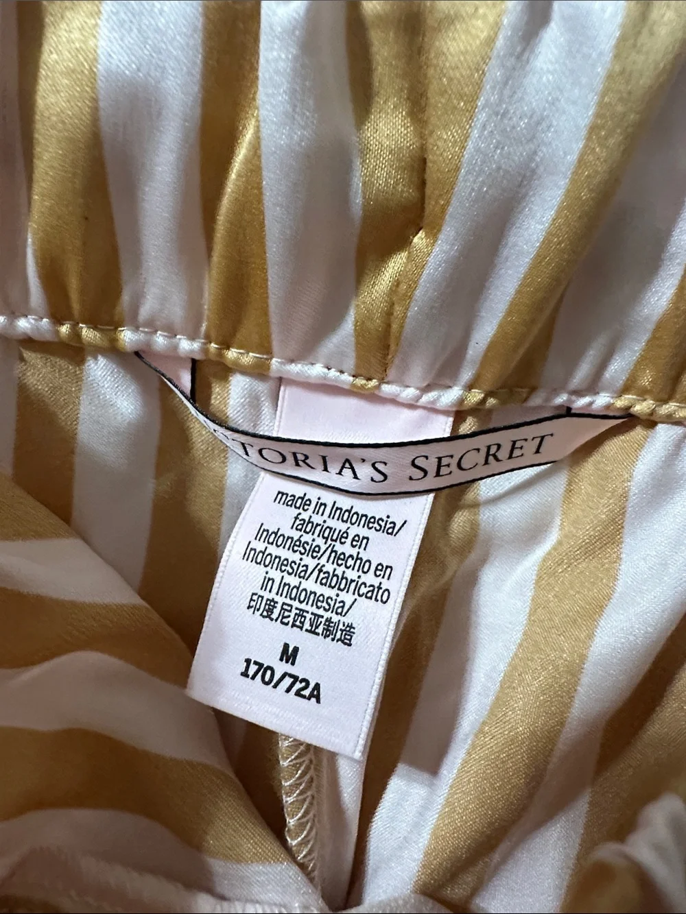 Victoria's Secret NEW Gold /Cream Iconic Striped Collection High-waist Short M